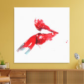 Waterverf rode lippen en lippenstift vrouwelijke k canvas afdruk (Insitu (Woonkamer))