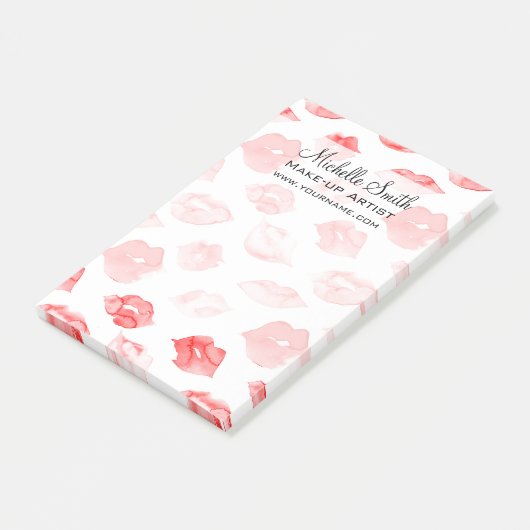 Waterverf rode lippen patroon make-up post-it® notes (Schuin)