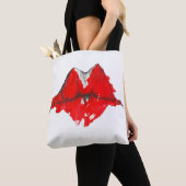 Waterverf rode lippen tote bag (Dichtbij)