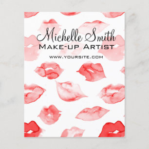 Waterverf rode lippenpatroon make-up branding flyer
