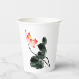 Waterverf Rode Lotus Bloemeninkt Wash Art Papieren Bekers