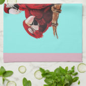 Waterverf Rode Macaw Parrots Kitchen Aqua Pink Theedoek (Gevouwen)