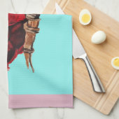 Waterverf Rode Macaw Parrots Kitchen Aqua Pink Theedoek (Quarter Fold)