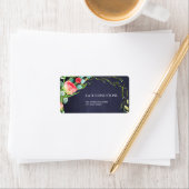 Waterverf rode marine tuin rozen met gebladerte etiket (Insitu)