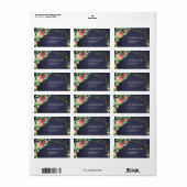 Waterverf rode marine tuin rozen met gebladerte etiket (Full Sheet)