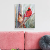Waterverf rode noordelijke kardinale vogelpest canvas afdruk (Insitu (Woonkamer))