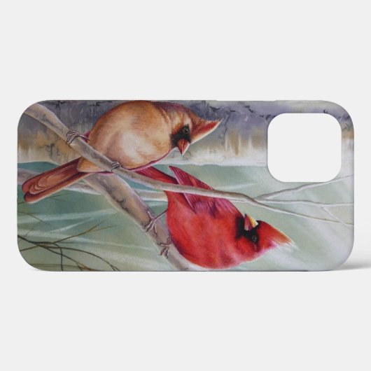 Waterverf rode noordelijke kardinale vogelpest Case-Mate iPhone case (Achterkant (horizontaal))