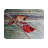 Waterverf rode noordelijke kardinale vogelpest magneet (Horizontaal)