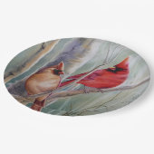 Waterverf rode noordelijke kardinale vogelpest papieren bordje (Gekanteld)