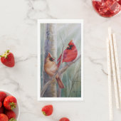 Waterverf rode noordelijke kardinale vogelpest servet (Insitu)