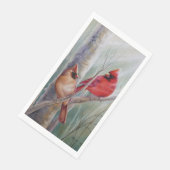 Waterverf rode noordelijke kardinale vogelpest servet (Hoek)