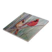 Waterverf rode noordelijke kardinale vogelpest tegeltje (Zijkant)