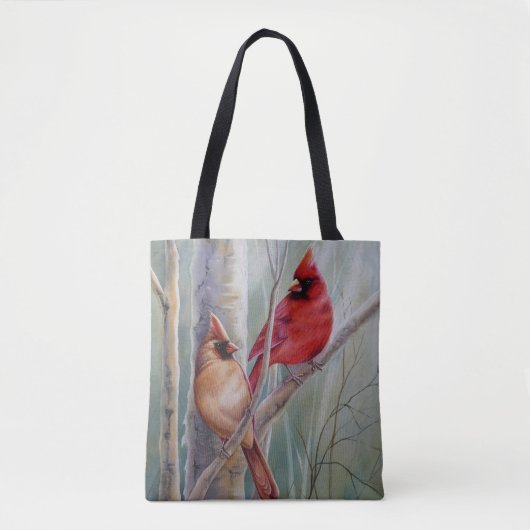 Waterverf rode noordelijke kardinale vogelpest tote bag (Voorkant)