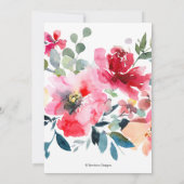 Waterverf Rode Ombre Tuin Rozen Bruiloft Kaart (Achterkant)