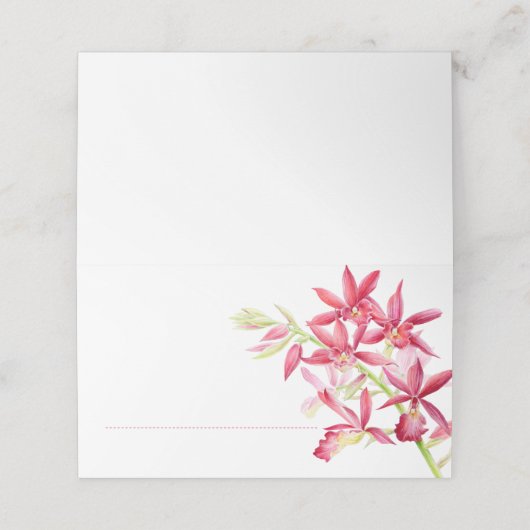 Waterverf rode orchidebloem plaatskaartje (Buitenkant ongevouwen)
