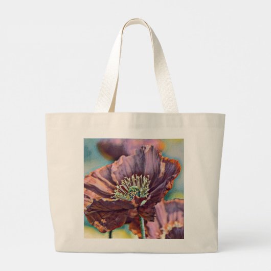  Waterverf Rode Paarse papaverbloemen Grote Tote Bag (Achterkant)