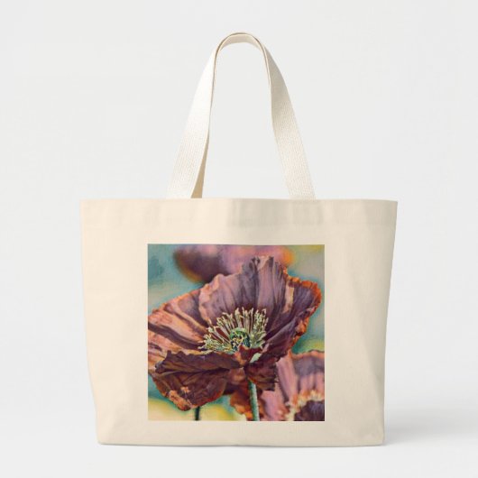  Waterverf Rode Paarse papaverbloemen Grote Tote Bag (Voorkant)