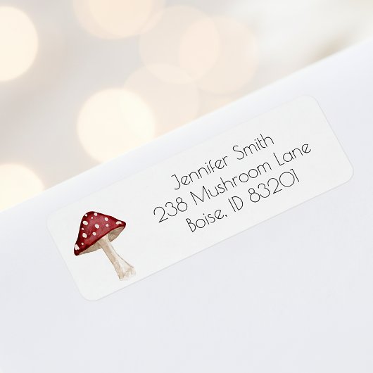 Waterverf Rode Paddestoel Herfst Retouradres Etiket