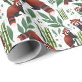Waterverf rode panda met bamboe en bladeren cadeaupapier (Rol Hoek)
