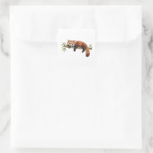 Waterverf Rode Panda Rustend op Bamboe Vierkante Sticker (Tas)