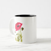 Waterverf rode papaver bloemen chic rustige tweekleurige koffiemok (Voorkant links)