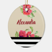 Waterverf rode papaver botanische Floral Art Keramisch Ornament (Links)