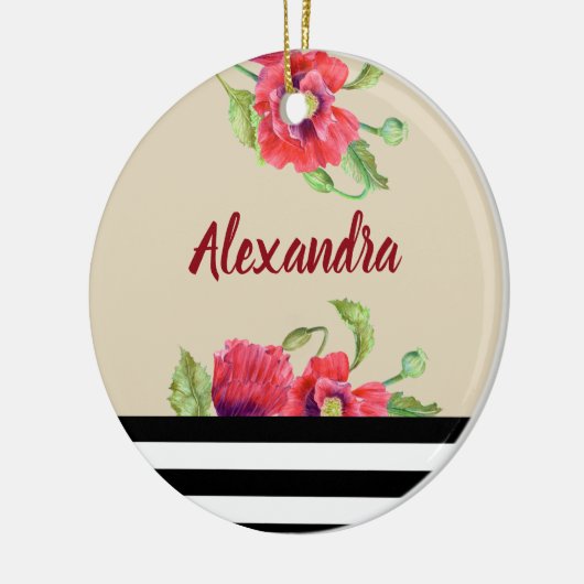 Waterverf rode papaver botanische Floral Art Keramisch Ornament (Links)