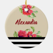 Waterverf rode papaver botanische Floral Art Keramisch Ornament (Achterkant)