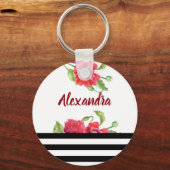 Waterverf rode papaver botanische Floral Art Sleutelhanger (Voorkant)