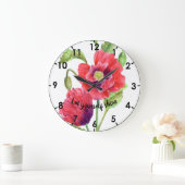 Waterverf Rode papaver Botanische illustratie Grote Klok (Huis)