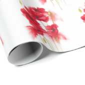 Waterverf Rode papaver Cadeaupapier (Rol Hoek)