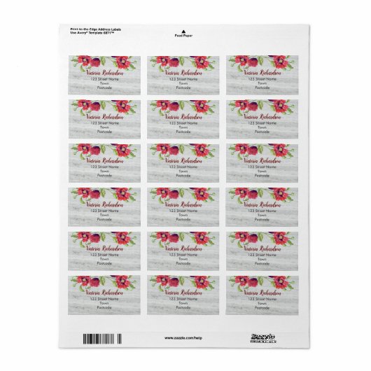 Waterverf Rode papaver Etiket (Full Sheet)