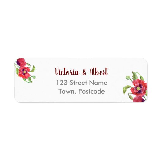 Waterverf Rode papaver Etiket (Voorkant)