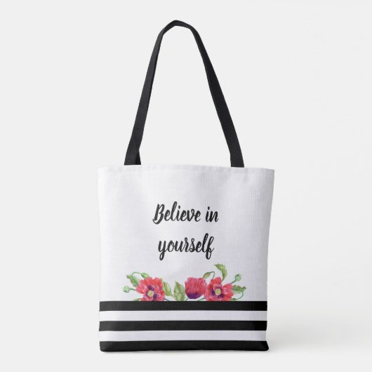 Waterverf Rode papaver gelooft in jezelf Tote Bag (Achterkant)