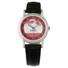 Waterverf Rode papaver Horloge