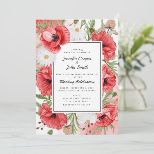 Waterverf Rode papaver Kaart (Staand voorkant)