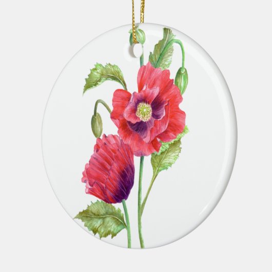 Waterverf Rode papaver Keramisch Ornament (Links)