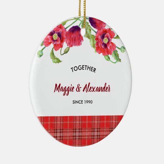 Waterverf Rode papaver Keramisch Ornament (Rechts)