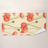 Waterverf rode papaver. Naadloze patronen. Wild fl Badhanddoek (Badhanddoek)