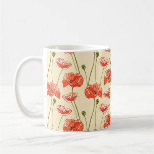 Waterverf rode papaver. Naadloze patronen. Wild fl Koffiemok