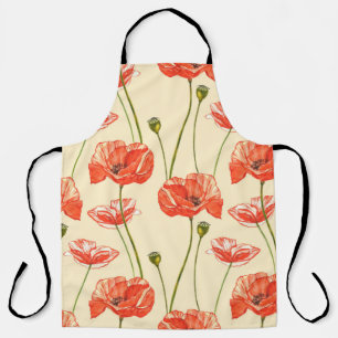 Waterverf rode papaver. Naadloze patronen. Wild fl Schort