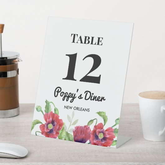 Waterverf Rode papaver Reclamebord Met Voetstuk (Insitu)