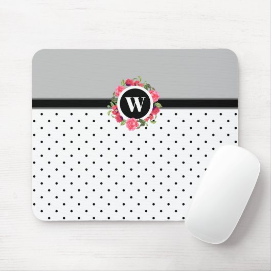 Waterverf Rode papaver Roses Floral Monogram Muismat (Met muis)