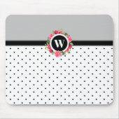 Waterverf Rode papaver Roses Floral Monogram Muismat (Voorkant)