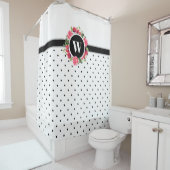 Waterverf Rode papaver roze rozen met baard monogr Douchegordijn (In situ)