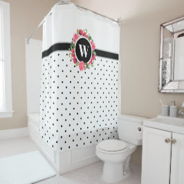 Waterverf Rode papaver roze rozen met baard monogr Douchegordijn