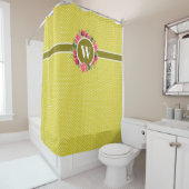 Waterverf Rode papaver roze rozen met baard monogr Douchegordijn (In situ)