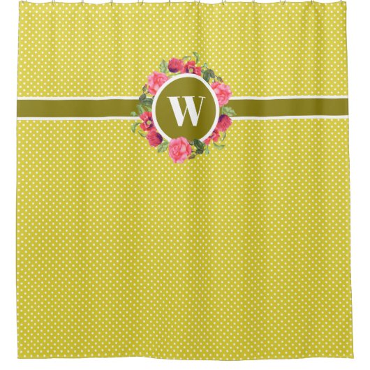 Waterverf Rode papaver roze rozen met baard monogr Douchegordijn (Voorkant)