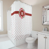 Waterverf Rode papaver roze rozen met baard monogr Douchegordijn (In situ)