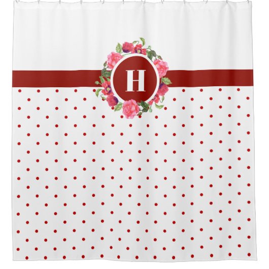 Waterverf Rode papaver roze rozen met baard monogr Douchegordijn (Voorkant)